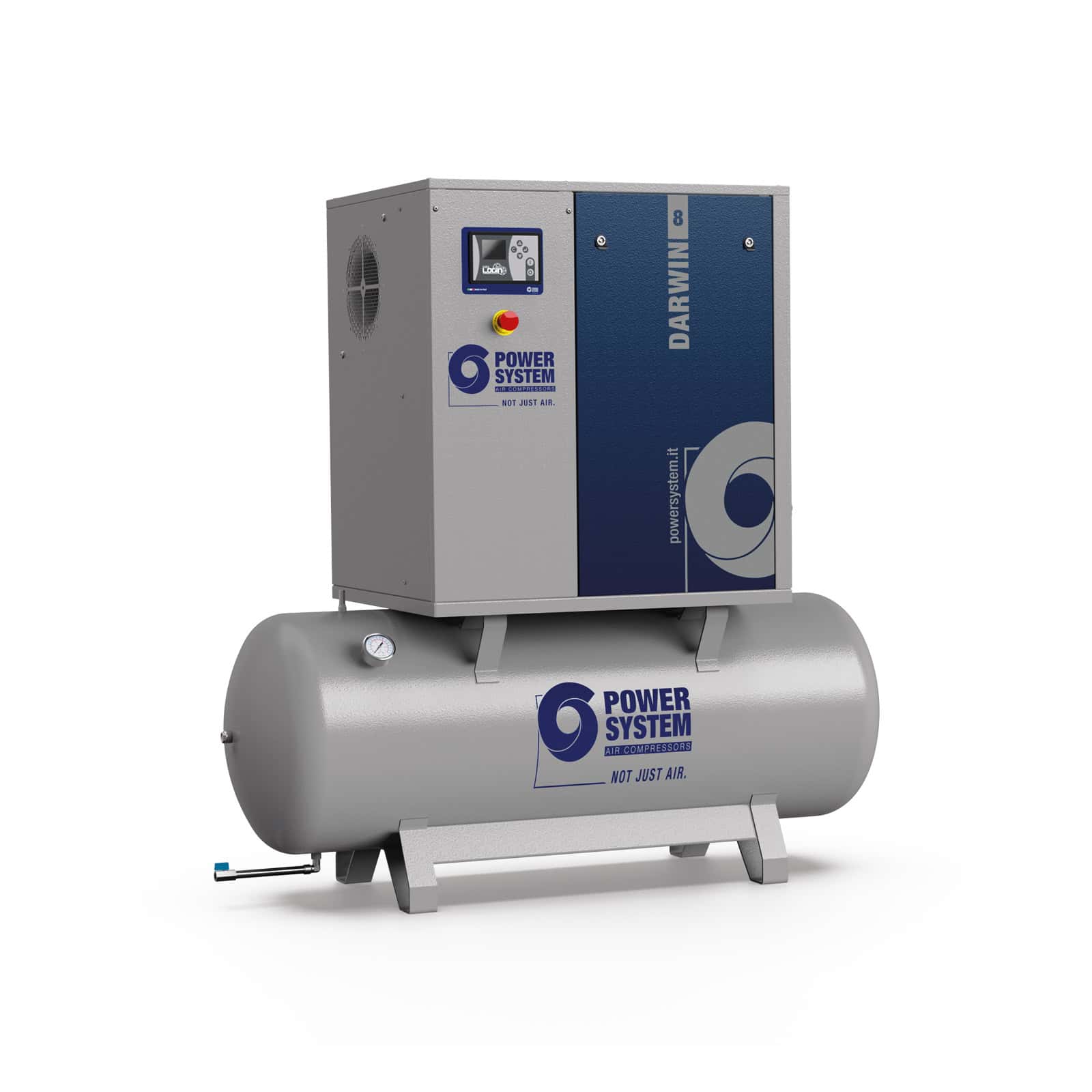 DARWIN-E 8-15-270 Screw compressor with belt transmission, complete with tank.