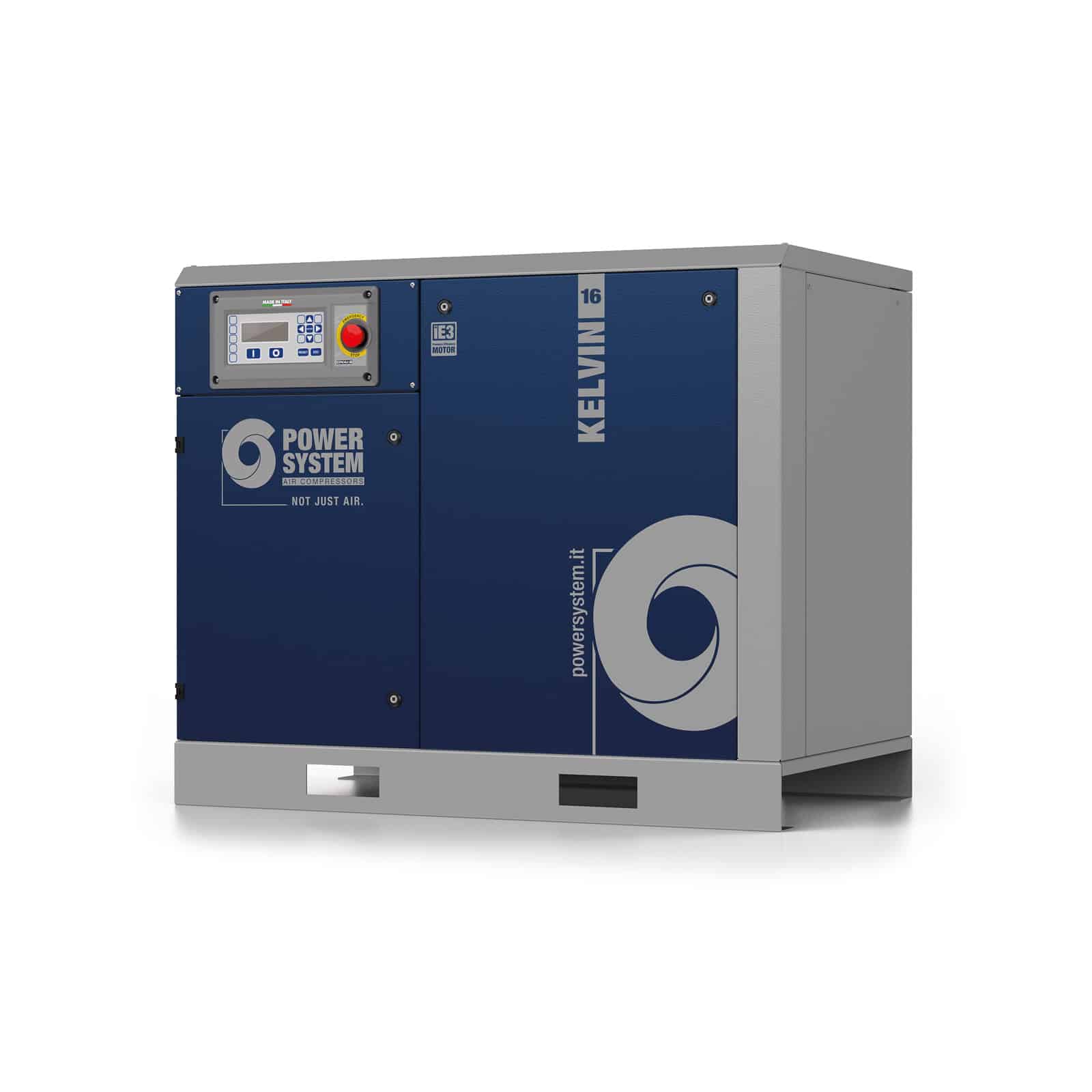 KELVIN 16-13 Compressore a vite con trasmissione a cinghia.