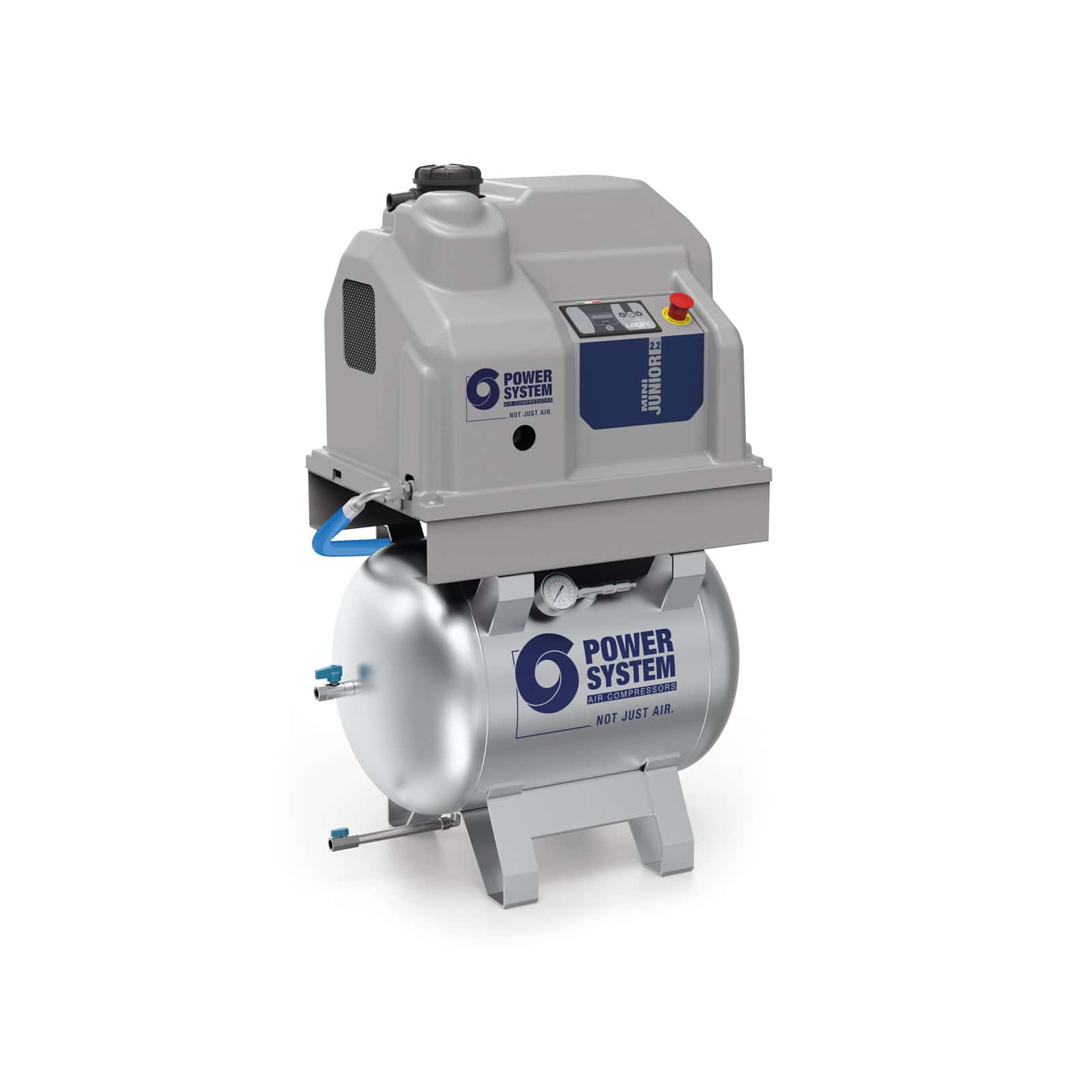 MiniJUNIOR-E 2.2-10-90z M The smallest and most compact direct drive transmission screw compressor, complete with tank.