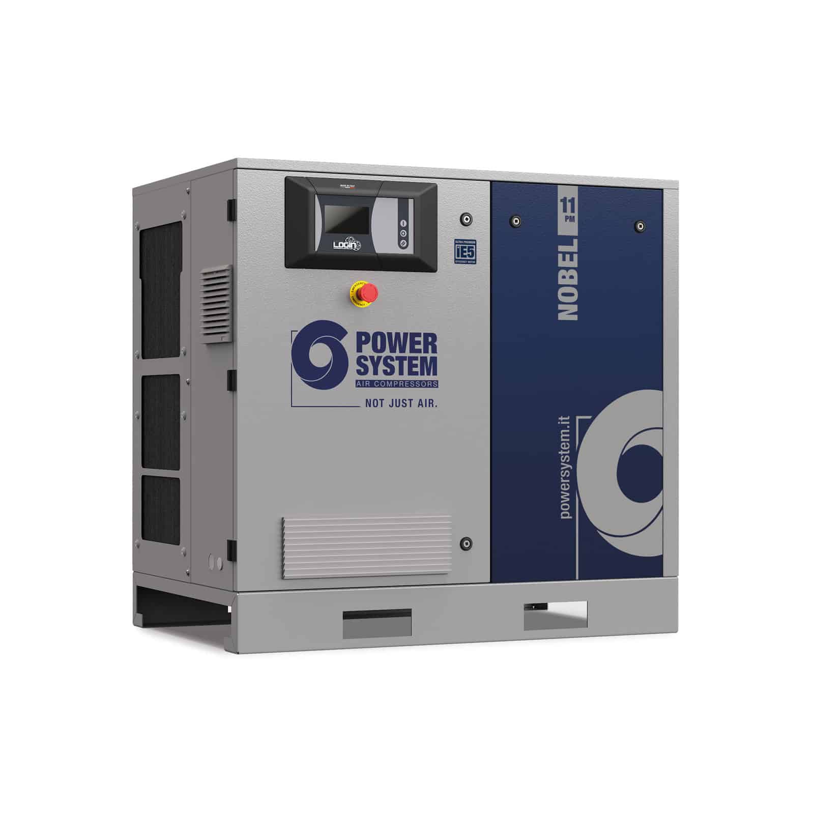 NOBEL-E 11-10 PM Screw compressor with direct drive transmission and permanent magnet motor with inverter.