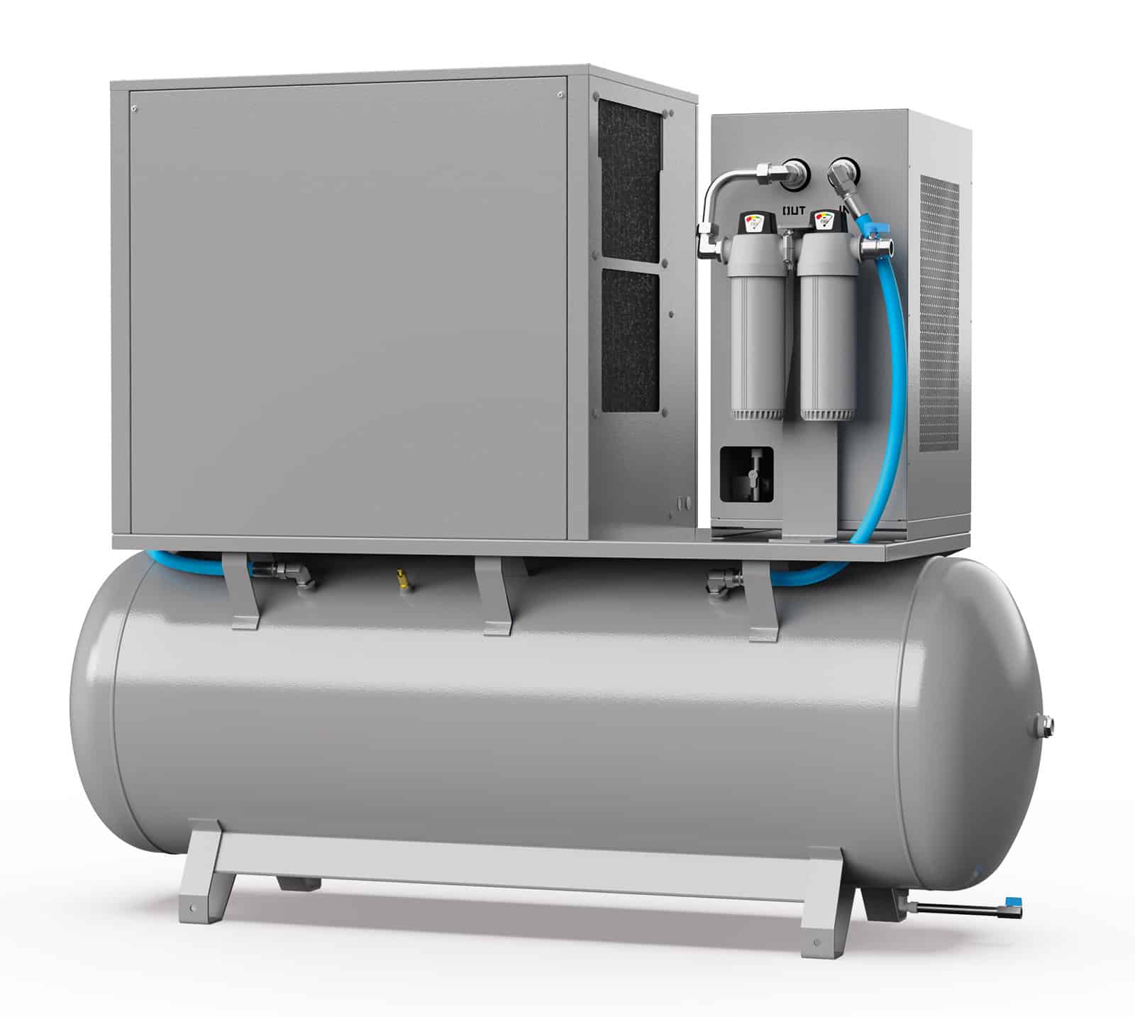 NOBEL-E 11-10-500-D Screw compressor with direct drive transmission, complete with tank and dryer. altre applicazioni