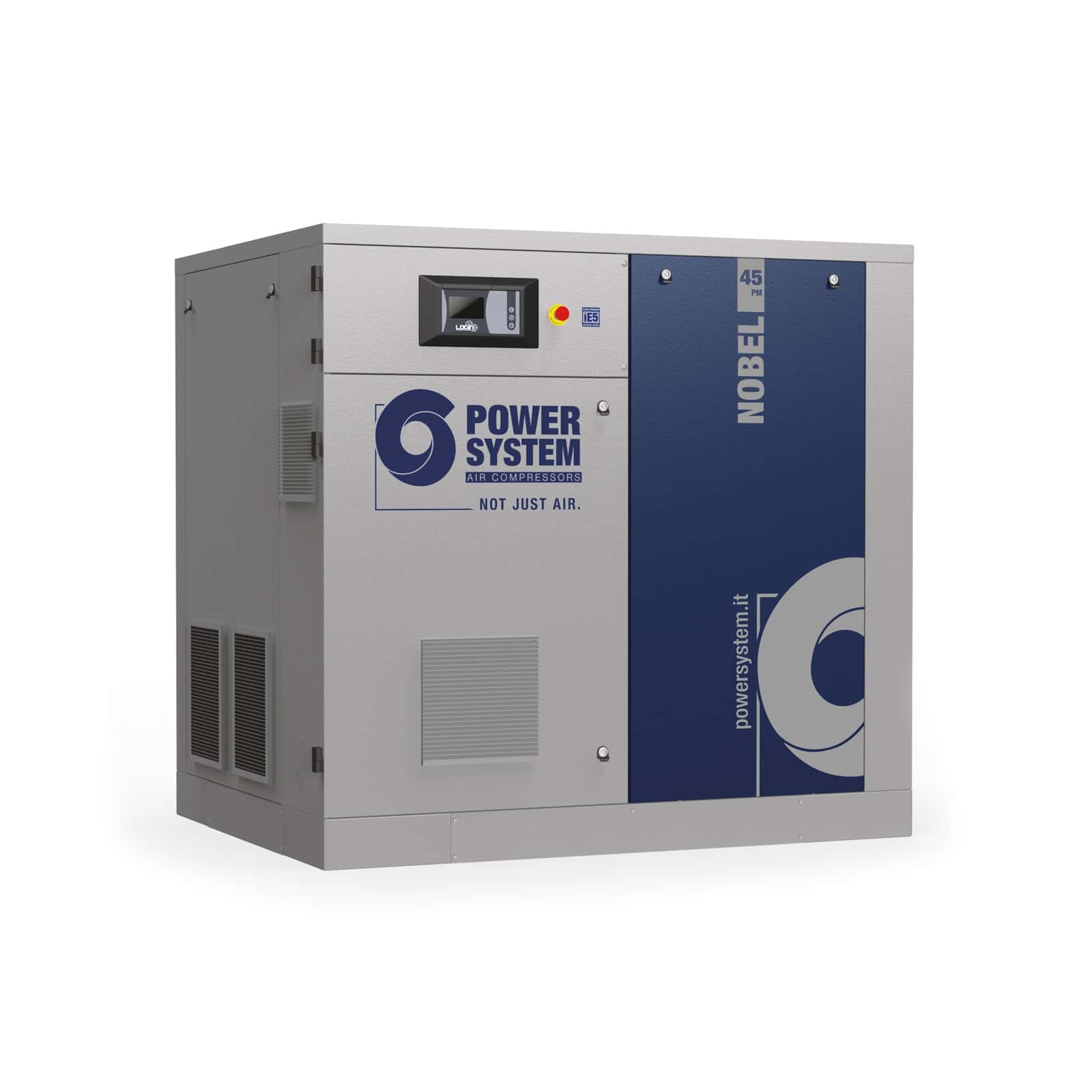 NOBEL-E 45-10 PM Screw compressor with direct drive transmission and permanent magnet motor with inverter.