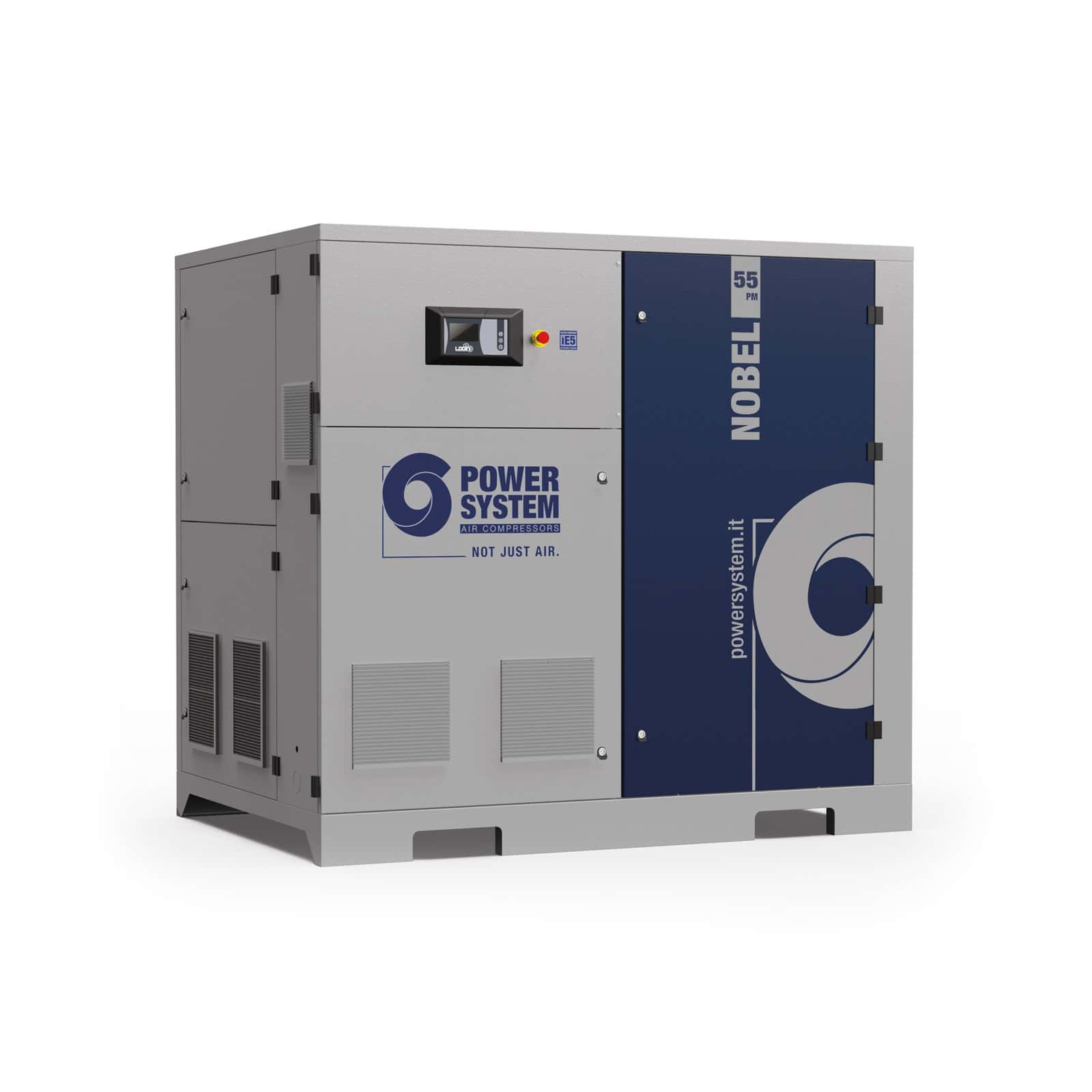 NOBEL-E 55-10 PM Screw compressor with direct drive transmission and permanent magnet motor with inverter.
