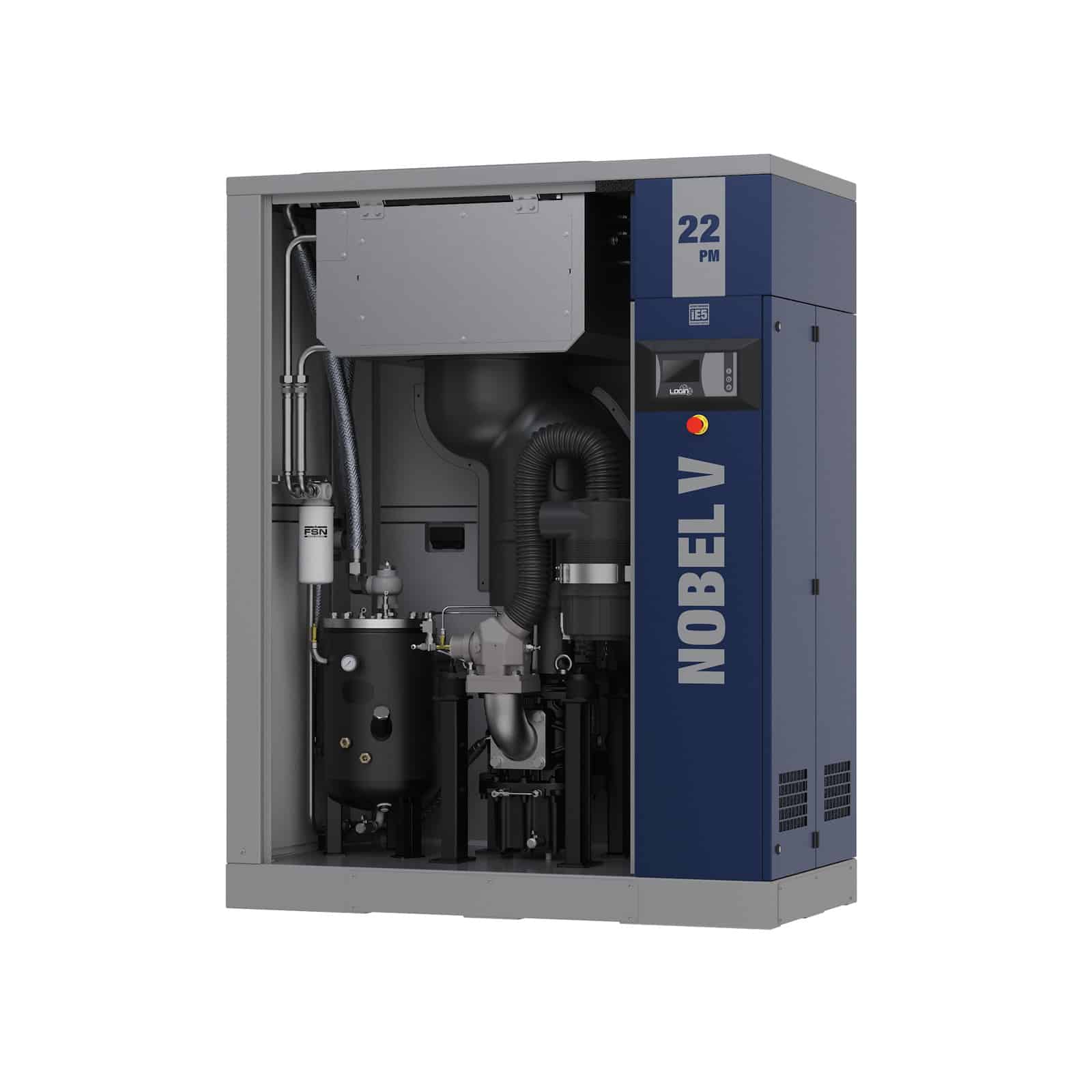 NOBEL V 22-08 PM Compressore a vite con trasmissione diretta su asse verticale, a velocità e portata variabile, con motore a magneti permanenti HDPM. dettaglio