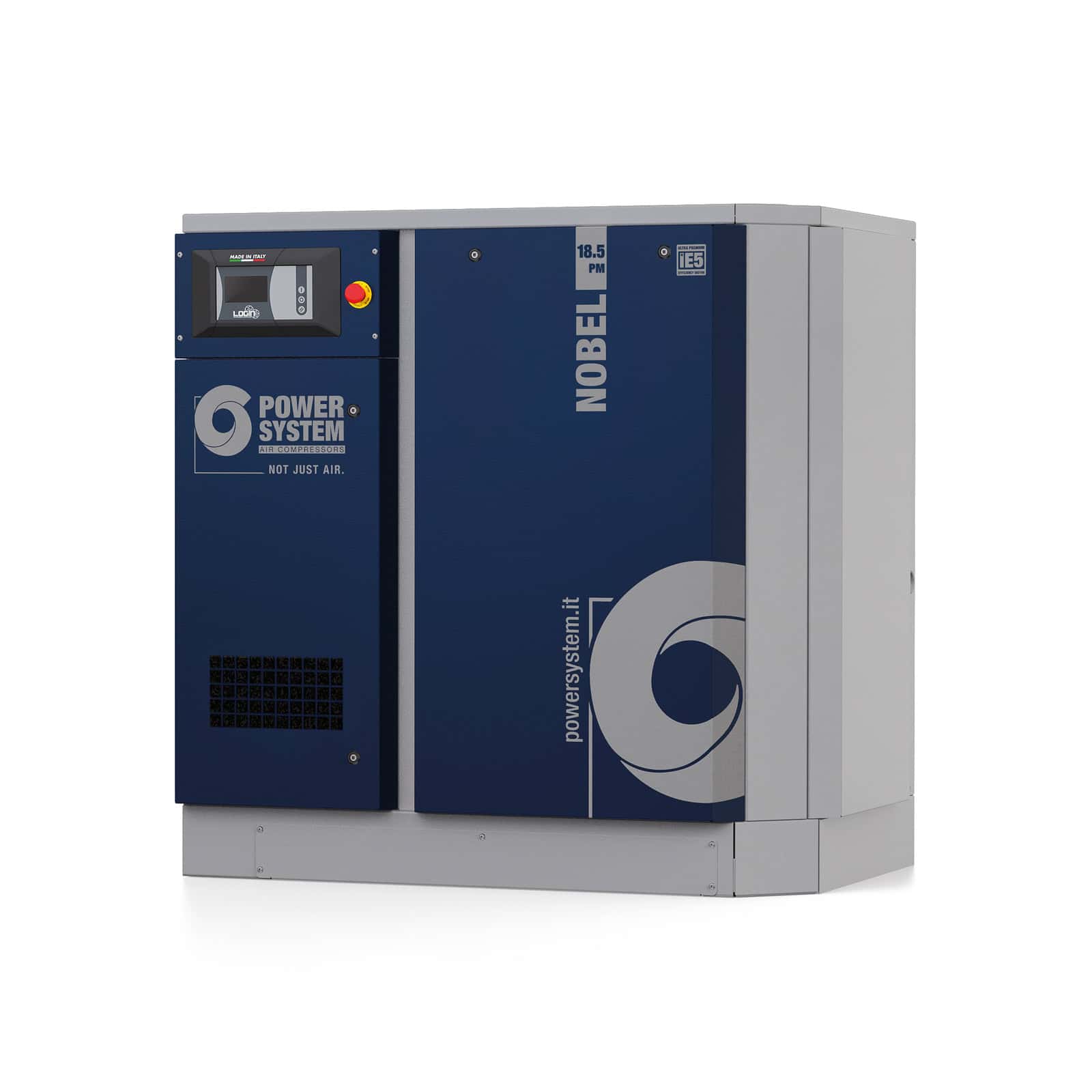 NOBEL 18.5-13 PM Screw compressor with direct drive transmission and permanent magnet motor with inverter.