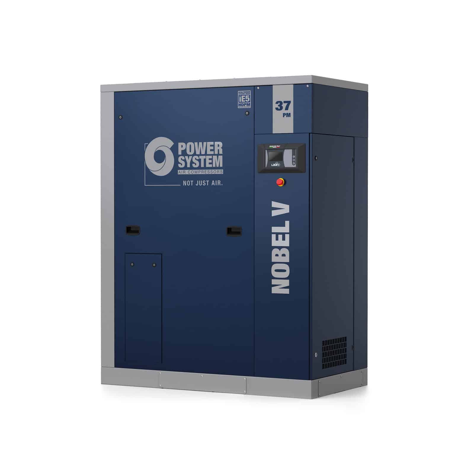 NOBEL V 37-10 PM Compressore a vite con trasmissione diretta su asse verticale, a velocità e portata variabile, con motore a magneti permanenti HDPM.