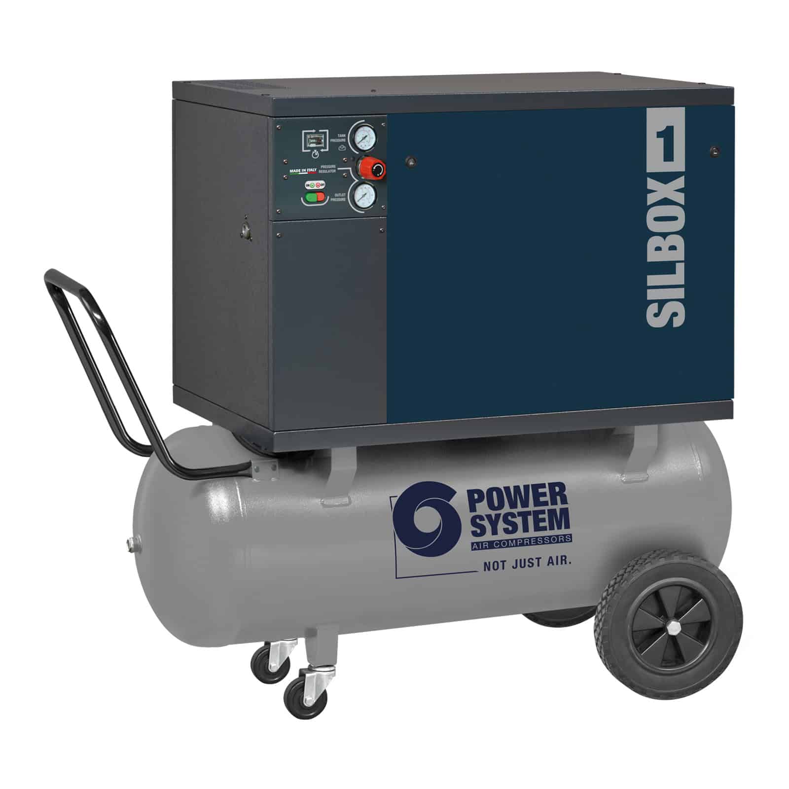 SILBOX 1 PS17/200 CM3 Professional silenced single-stage belt driven compressor, complete with tank.