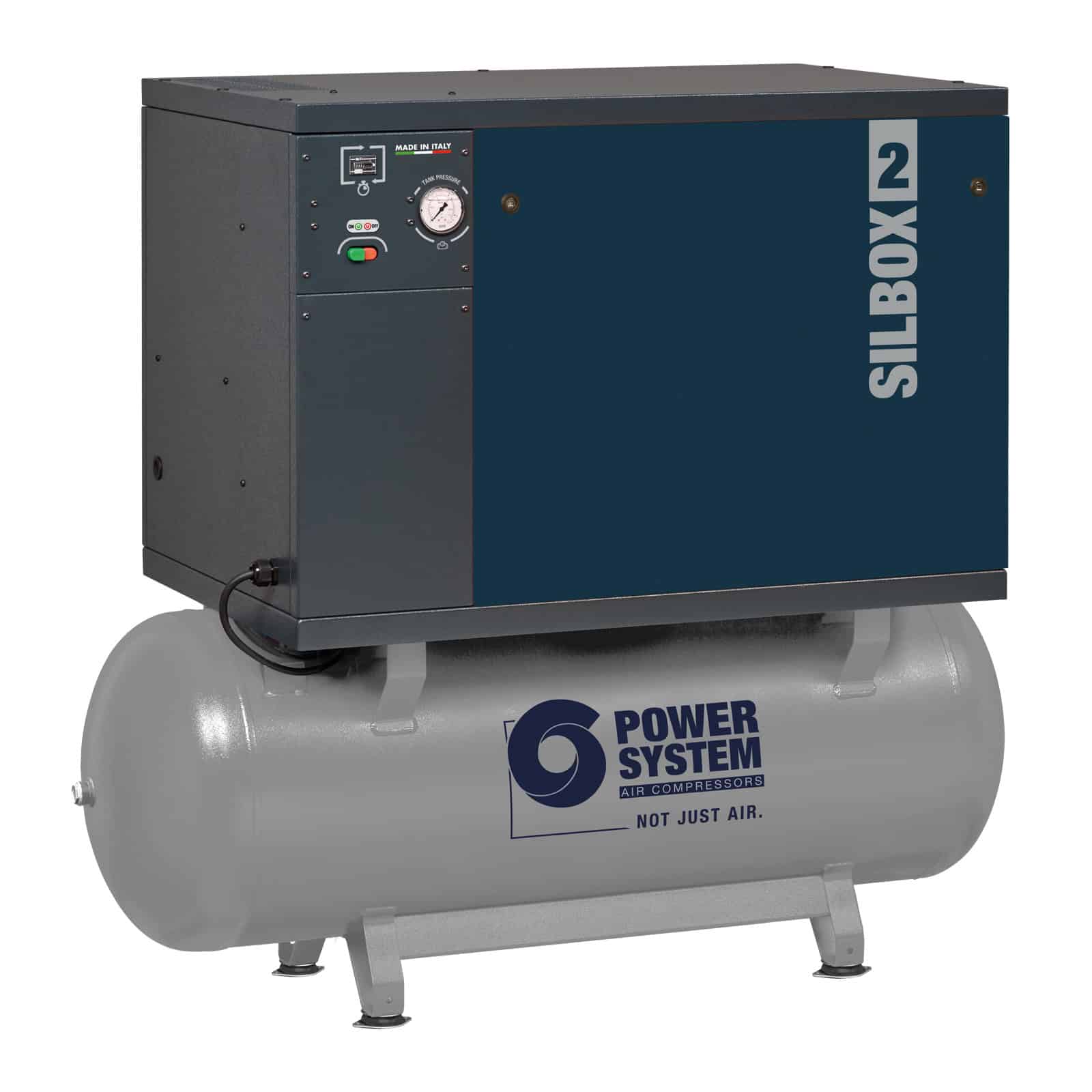 SILBOX 2 PS28/270 FT5,5 Professional silenced two-stage belt driven compressor, complete with tank.